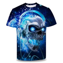 Camiseta DIY con estampado de esqueleto en 3D, camiseta de manga corta con cuello redondo, Top informal de verano para comercio exterior europeo y americano