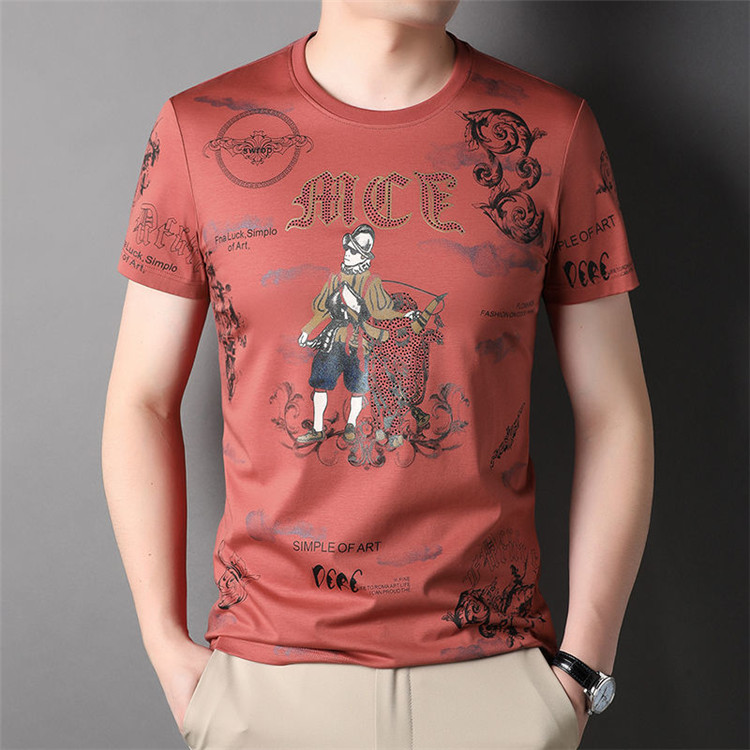 DIY T-Shirt 871 Nouvel été T-shirt pour hommes européens et américains personnage de dessin animé impression 3D décontracté col rond à manches courtes haut 33