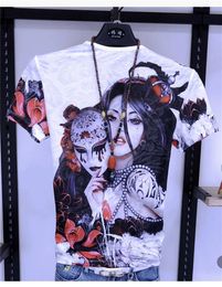 DIY T-Shirt 886 Korte Mouw T-shirt heren Europese en Amerikaanse Buitenlandse Handel Afdrukken Top Zomer Nieuwe Chinese Stijl losse