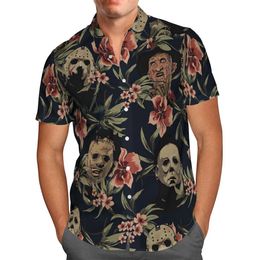 DIY T-shirt Halloween 3d Beach Hawaiian Summer Men Shirt Short Seve Shirt Streetwear Oversized 5xl Camisa Social Chise Homme-863 0322H23