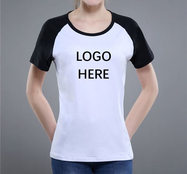 T-shirts DIY T-shirts à manches raglan personnalisés pour femmes avec votre propre logo imprimé OEM vierges de couleur unie pour femmes avec image graphique et impression de texte HFCMT005