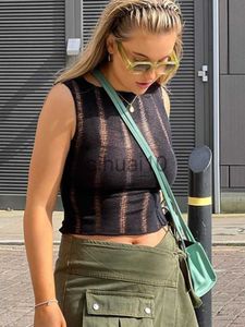 DIY Tanks Camis Grunge Punk Knit Tank Tops Vrouwen Mouwloos Ripped Hollow Out Crop Tops Effen Kleur See Through Club Sexy Zomer Vest Vrouwelijke J230706