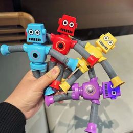 Figurines de robot à tube télescopique DIY, jouet à ventouse avec bras et jambes en tube, jouets sensoriels, jouets de voyage, cadeau pour tout-petit, garçon, fille de plus de 3 ans