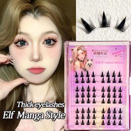 Diy épais faux cils cils manga lash individuel trilogie paresseux clusters de cils faux anime 240420