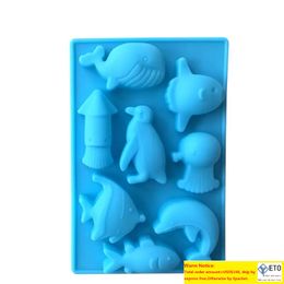 DIY Gereedschap Siliconen schimmel Cake Sea World Dolphin and Fish Chocolate Jelly Pudding Molds Handgemaakte zeepmallen