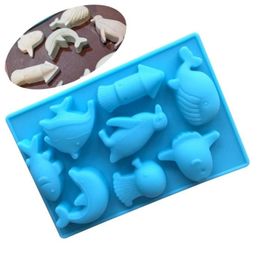 DIY Tools Silicone Mold Cake Sea World Dolphin and Fish Chocolate Jelly Pudding Mallen Handgemaakte Zeep Mallen SN3111