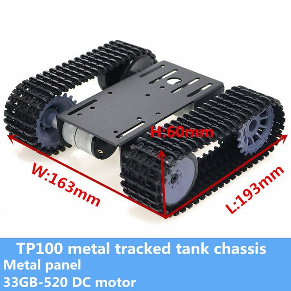 DIY TP101 Tracked Tank Chasis Smart Crawler Robot Platform Panel de metal 33GB-520 12V DC Motorreductor para Arduino Toy sin ensamblar 201208