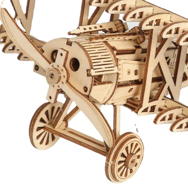 DIY Triplane ensamblaje de rompecabezas de madera niños Constructor 3D Bloques de construcción Juguetes Modelo para un regalo de avión para adultos infantiles