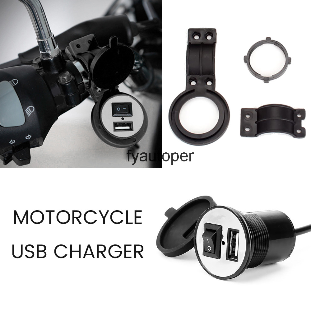 DIY USB Autolader Motorfiets DC 12V met Switch Sigaret Lighter Socket Plug Waterdichte Motorbike Telefoon