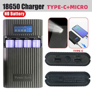 DIY USB Power Bank Kit Box Bank Bank Case 18650 Adaptateur de chargeur de batterie avec lampe de poche LED pour tablette de téléphone portable sans piles