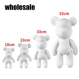 DIY Blanc Vinyle Ours En Gros Graffiti Poupée Modèle Fluide Ours Action Figure Main Peinture Violence Ours Statue Parent-enfant Jouet