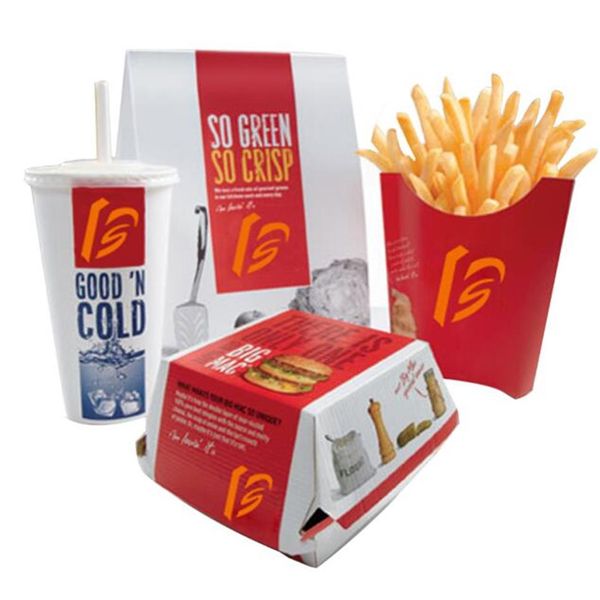 Bricolage entier pas cher papier Kraft boîtes à emporter impression personnalisée frites frites emballage alimentaire à emporter KFC papier boîte cadeau Wrap255A