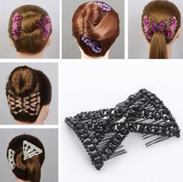 DIY Women Elastic Magic Hair Combs Vintage Hair Clip Claw Bun Maker Tools Hairstyle Fashion Pearl Beads Hairdo Accessories8994801