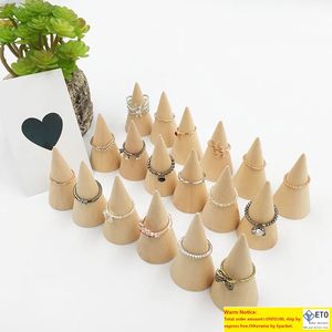 DIY cono de madera sin pintar forma de cono de madera Ornamnet accesorios artesanales soporte de exhibición de anillo organizador soporte estante