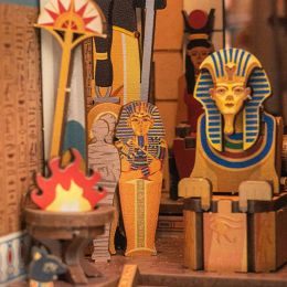 Bricolage de livres en bois NOOK Egypte pyramide modèle libraire librairie bibliothèque avec kit led jouet cadeau pour enfants adulte casa