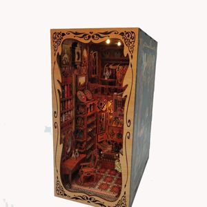 Kit d'insertion d'étagère de coin de livre en bois bricolage Gorgenus armoire de duchesse serre-livres kits de construction miniatures étagère décoration cadeaux 240304