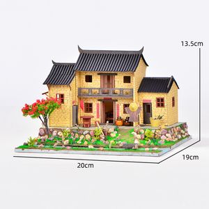 DIY WOODEN Doll House Chinese Miniature Building Kit BBQ Breakfast Breakfast Shop Dollhouse With Meubles Light Toys for Girls Cadeaux