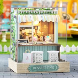 DIY Madera Dollhouse Moon Magic Room Mini Roombox Miniatura Molles Kits Building Kits con muebles Led Light para regalo de cumpleaños