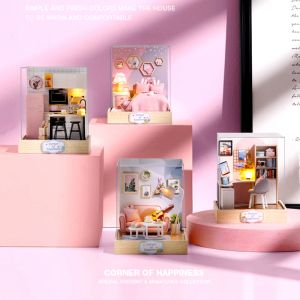 DIY WOODEN Mini Casa Doll Houses Miniature Building Kits Dessert Shop Flower Villa Dollhouse avec jouet meuble pour les cadeaux pour adultes
