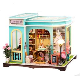 Kits de construction miniatures en bois bricolage boutique sur mesure Casa maisons de poupée avec meubles maison de poupée légère pour adultes cadeaux d'anniversaire 240321