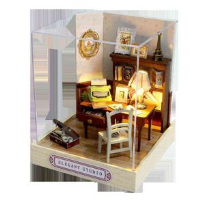 DIY Wooden Miniature Dollhouse Kit Gift Toys For Children Roombox Doll House Furniture Box Theatre Toys for Children Birthday AA220325