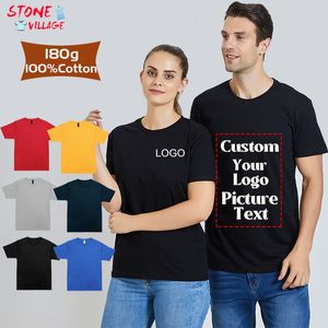 Diy Your Design Men s T shirts Summer Round Neck Color sólido 100 Cotton Shirts Casual Fashion Women s Custom Brand 220722