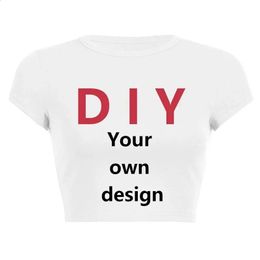 Diy Your Own Design Women Cropped Top Harajuku Baby Tee Y2k Clothes Custom Persional T Shirt Female Aesthetic Graphic Tee 240420