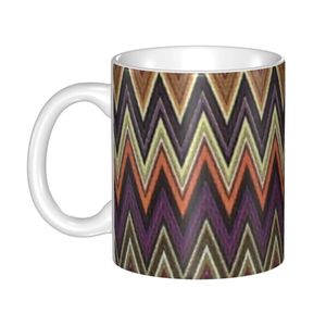 DIY Zigzag Continu Ontwerp Keramische Mok Aangepaste Geometrische Camouflage Koffiekopjes Creatief Aanwezig 240104