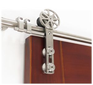DIYHD – porte de placard coulissante en acier inoxydable, en bois, quincaillerie de porte en verre avec décoration, noyau mobile 5850813