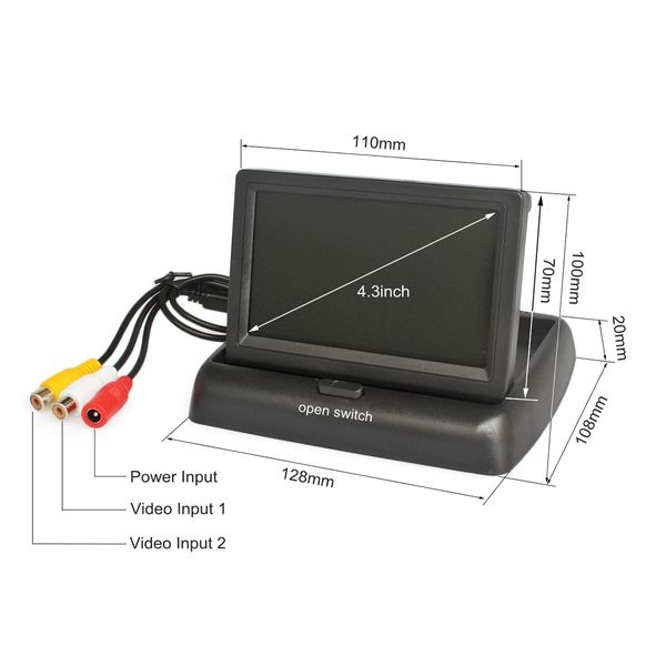 Diykit 4,3 pouces pliables TFT LCD BACHEUR ARRIÈRE ARRÈS VIE VIEILLE AUTREPORT DE VOITURE POUR LA CAMERIE DE CARRAL DVD