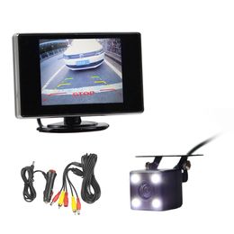DIYKIT-Monitor de coche LCD TFT de 3,5 pulgadas con cable, LED resistente al agua, visión nocturna en Color, cámara de visión trasera, sistema de accesorios de aparcamiento