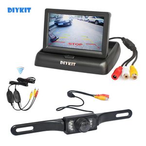 DIYKIT sans fil 4 3 pouces voiture caméra de recul Kit sauvegarde voiture moniteur LCD affichage HD voiture vue arrière caméra Parking System2565