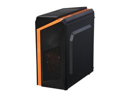 DIYPC Black/Orange USB 3.0 Micro-ATX Mini Tower Gaming Computer Case met 2 x oranje LED-fans (vooraf geïnstalleerd)