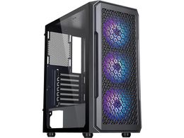 DIYPC S3 Black USB3.0 Acero/ vidrio templado ATX Mid Tower Gaming Caja con panel de vidrio templado y 3 x ventiladores LED argb X delantero (preinstalado)