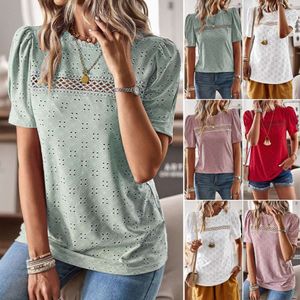 Diyun heeft onafhankelijk een patchwork-top met ronde hals ontwikkeld en ontworpen voor het Amerikaanse station.2023 Lente/zomer Elegant Casual T-shirt