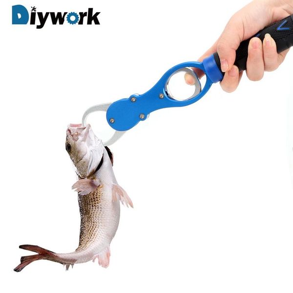 DIYWORK-agarre de labios de pesca, aleación de aluminio con escala de 0- 16KG, herramientas manuales, pinza de pescado, gancho, alicates de pesca, herramienta de pesca Y2003212458