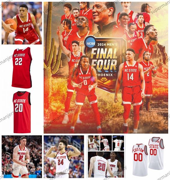 DJ Burns Jr. NC State Basketball 2024 Final Four Jersey 23 Mohamed Diarra 0 DJ Horne 34 Ben Middlebrooks 2 Kam Woods costados nc state wolfpack jerseys aaa