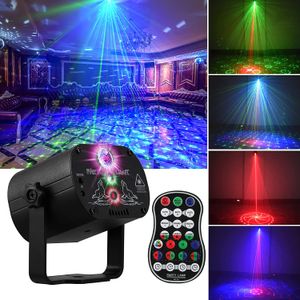 Disco Stage Lighting Christmas Decorations Led Sound Activated Laser Light RGB Flash Strobe Projector met afstandsbediening voor Halloween -decoraties KTV Bar