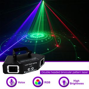 DJ DMX 4 Lens RGB Full Color Pattern Beam Laser Projector Light Toon Gig Party Stage Lighting Effect A-X4
