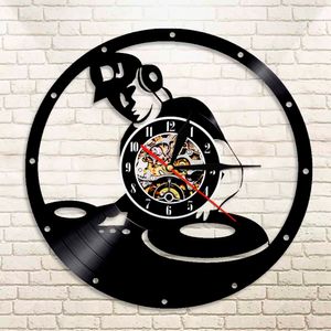 DJ Mixer Modern Silent Vinyl Record Horloge Musique électronique DÉCOR DE MUSIQUE DISC Jockey Mélangez les platines Vinyl LP Wall Watch