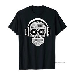 DJ Tees Hipster Tops Men camisetas impresas auriculares de disco de cráneo Hip Hop Music TV Tshirt Summer Guys Funky Clothing 210629 260B