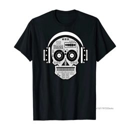 DJ Tees Hipster Tops Men camisetas impresas auriculares de disco de cráneo Hip Hop Music TV Tshirt Summer Guys Funky Clothing 210629 313d