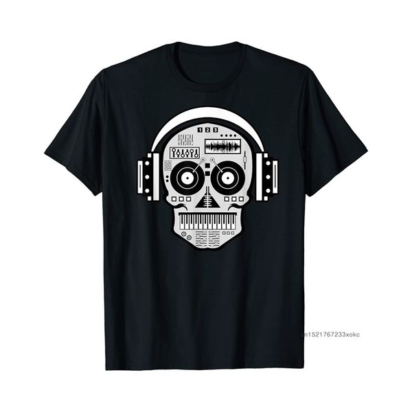 DJ Tees Hipster Tops Men camisetas Imprimir Skull Disco Auriculares Hip Hop Music TV Tshirt Guys de verano Ropa Funky 210706