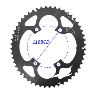 DJC Road Bike 110BCD 4 BOLTS ROUND RORD DOUBLE PLACHET 52T 36T 52/36 pour Shimano FC 4700 5800 6800 9000 R7000 R8000 R9100