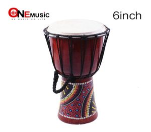 Djembe Drummer Percusión Tambor de mano 6 pulgadas Pintura clásica Estilo africano de madera8140182