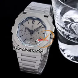 DJF OCTO Finissimo 103068 Montre à quartz chronographe pour homme Cadran gris 42 mm Boîtier en acier titane Bracelet Chronomètre pour hommes Nouvelles montres TWBV Timezonewatch E56C1