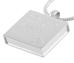 DJX9380 Gegraveerde Quotforever in My Heart Quipot Silver roestvrijstalen Bijbelboekvorm Keepsake Cremation urn sieraden as hold1620497