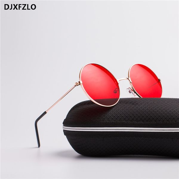 DJXFZLO modelos de explosión metal redondo moda lentes marinos gafas de sol rojas unisex moda Prince espejo UV400