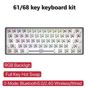 DK61/68 Key Kit tastiera meccanica fai da te al 60% Bluetooth5.0/2.4G Wireless/cablato RGB a tre modalità Full Key HOT Swap compatibile 3/5pin