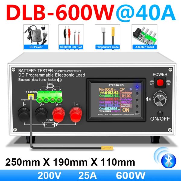 DLB-600W 200V 40A 18650 Litio de litio-cable de cable de cable Monitor de capacidad de carga electrónica Probador de energía Probador de descarga Medidor de control Herramientas